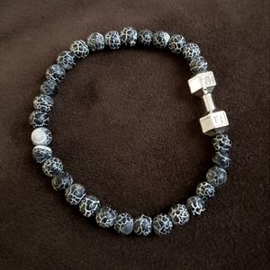 Fit Life Dumbbell Stone Beaded Bracelet